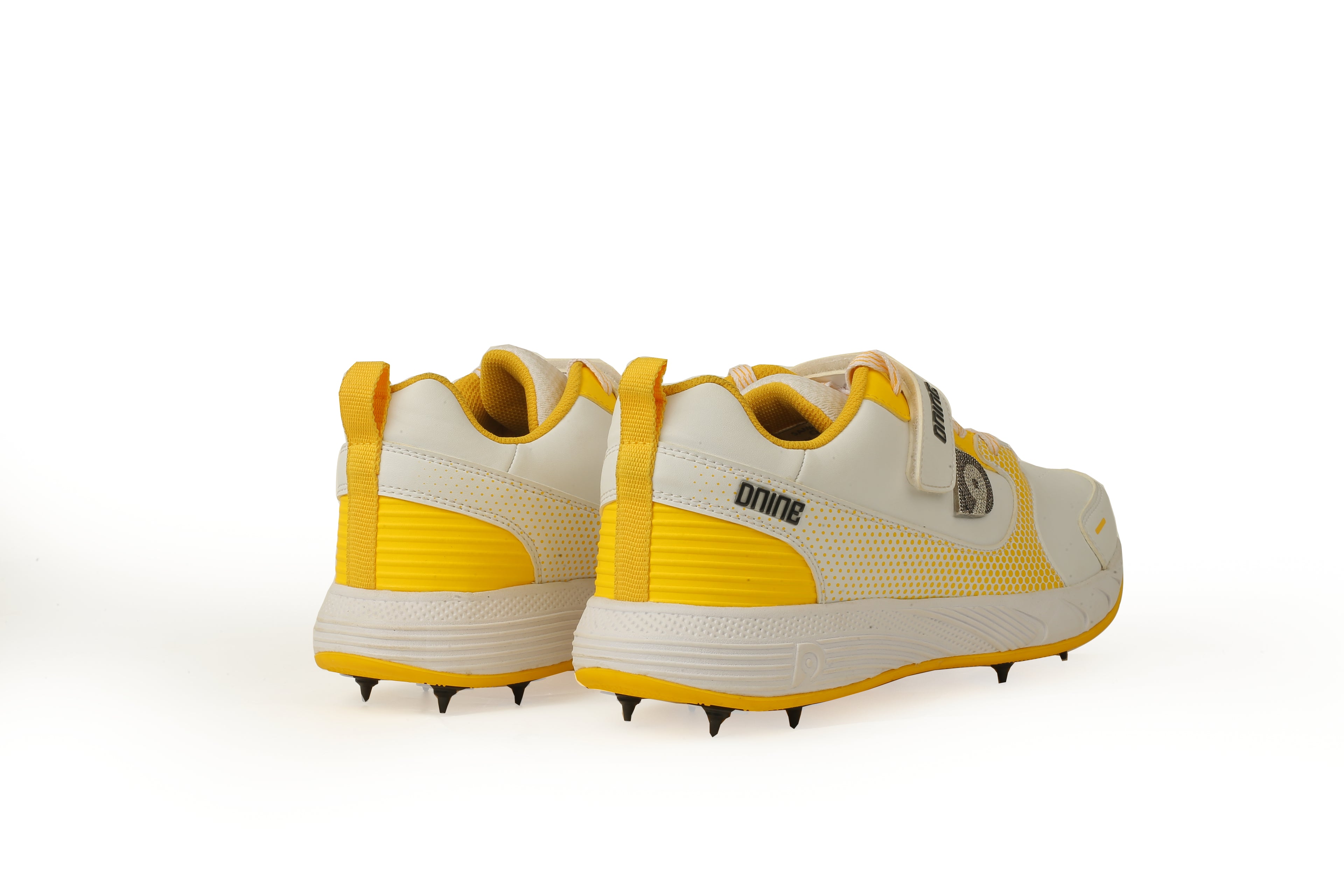 DNINE Men's Polyurethane (PU) Prince-1 Cricket Shoes White/Black/Yellow