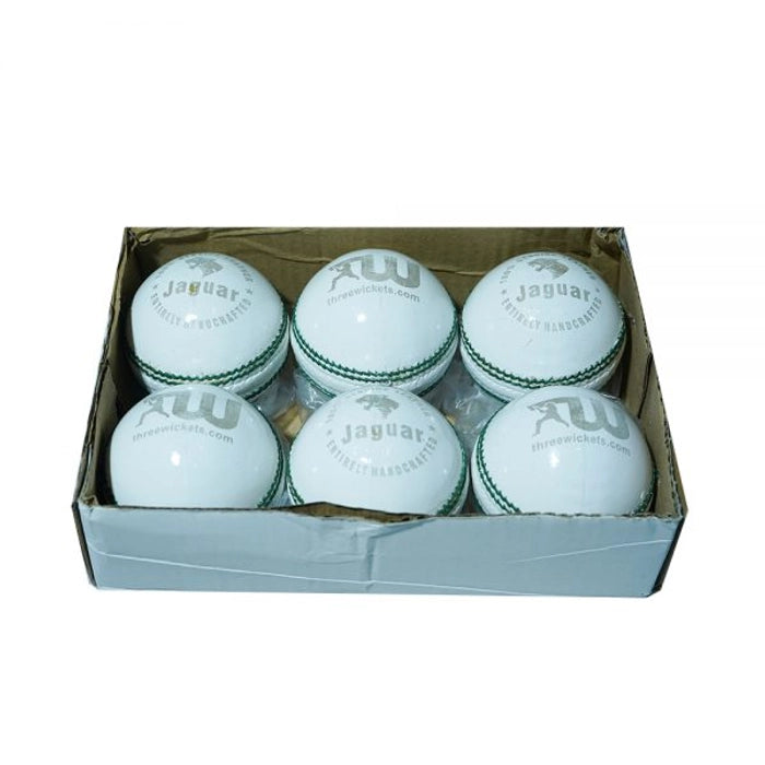 Three Wickets Jaguar White Leather Cricket Ball (Pack of 6)