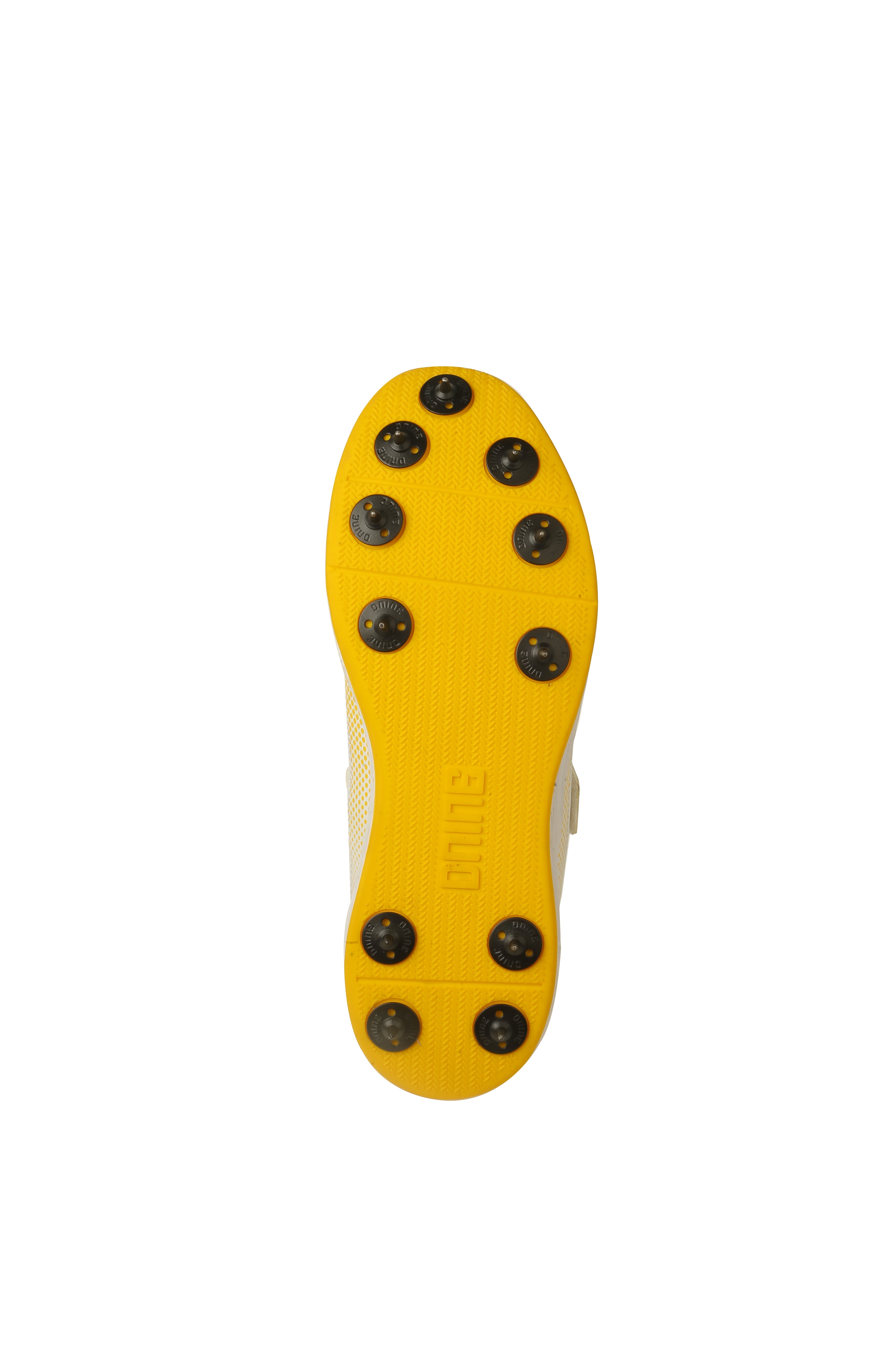 DNINE Men's Polyurethane (PU) Prince-1 Cricket Shoes White/Black/Yellow
