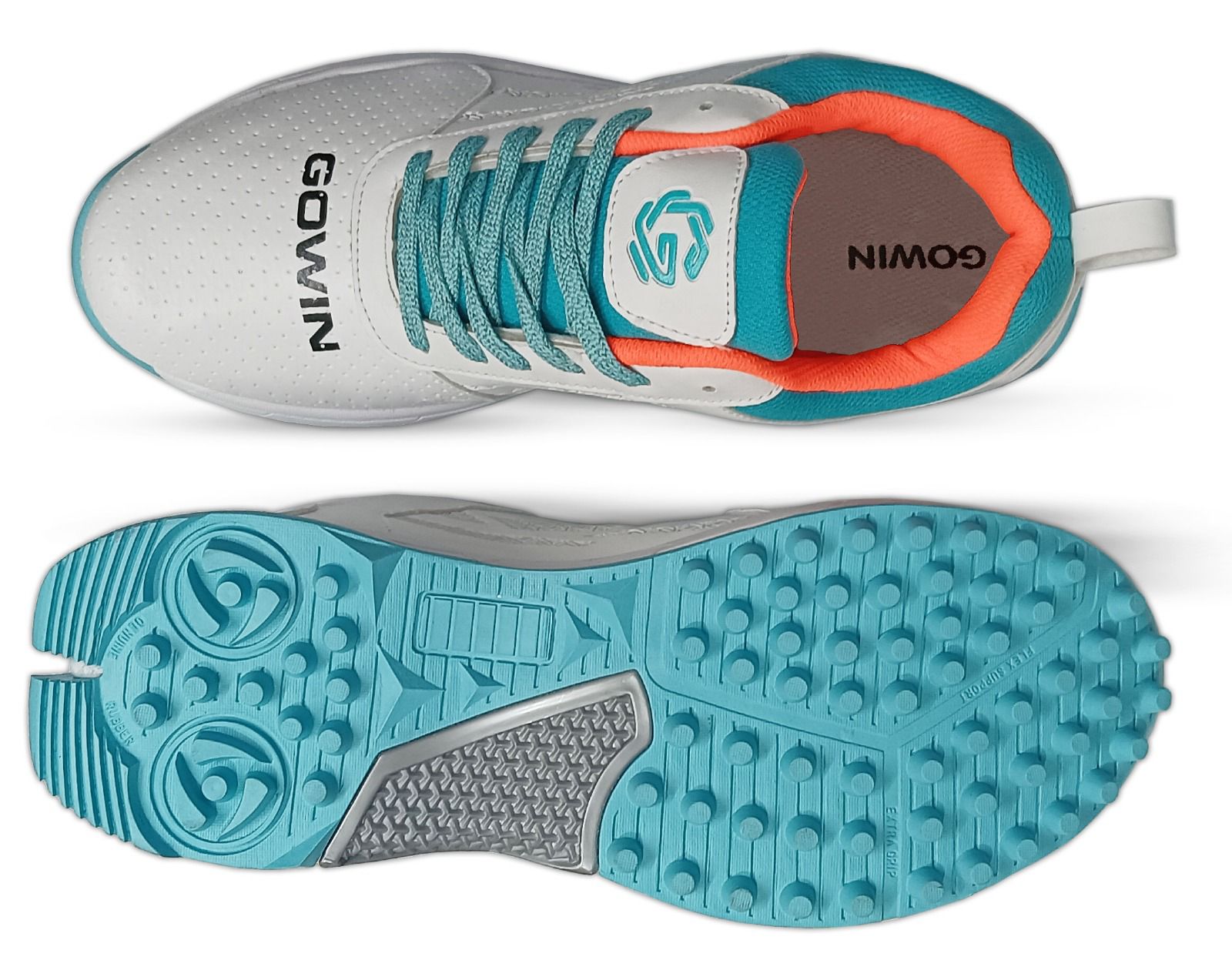 GOWIN TURF CRICKET STUD SHOES- WHITE ISLAND BLUE